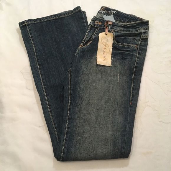 NWT Infusion Distressed Dark Denim Blue Jeans - Picture 2 of 4